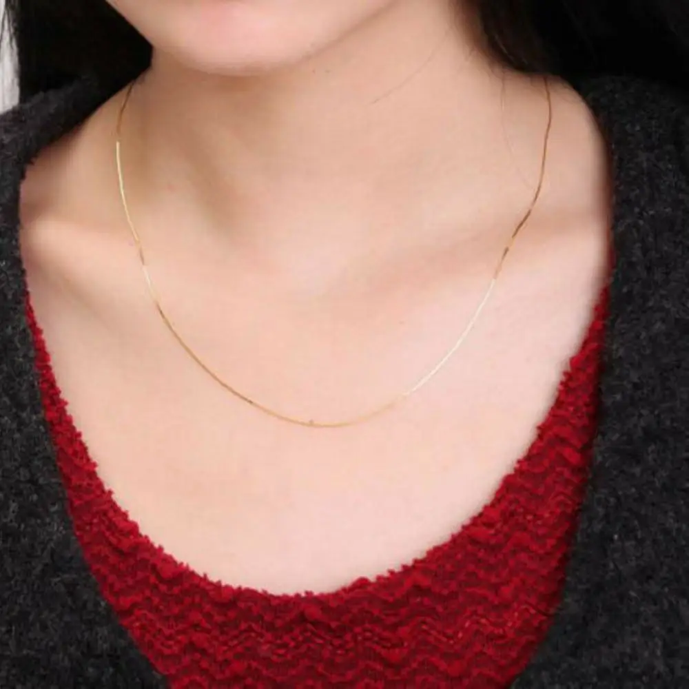 

Pure 18k Yellow Gold Necklace Width 0.6mm/0.8mm/1.0mm Snake Chain Necklace Stamped Au750 For Woman Lucky Gift 40cm-45cm