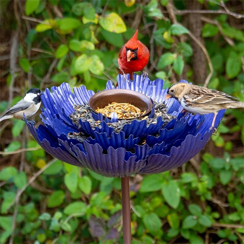 

2021 New Vertical Purple Spider Peony Metal Bird Feeder Cross-border New Type Pet Products Easy Installation
