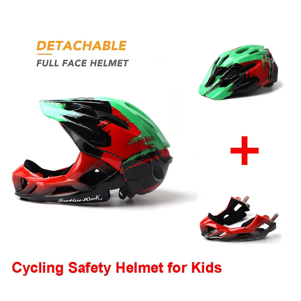 

Children Helmet Kids Detachable Full Face Flip Up Racing Helmet Downhill DH Sports Safety Helmet Avt MTB Mountain Cycling Helmet