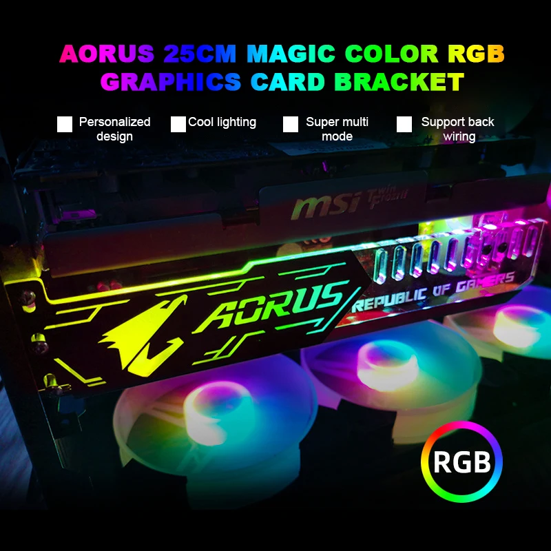 Coolmoon-suporte Rgb Vga para Computador Suporte com Gpu de 5v Pinos Aura Water Cooler Ventiladores e resfriadores