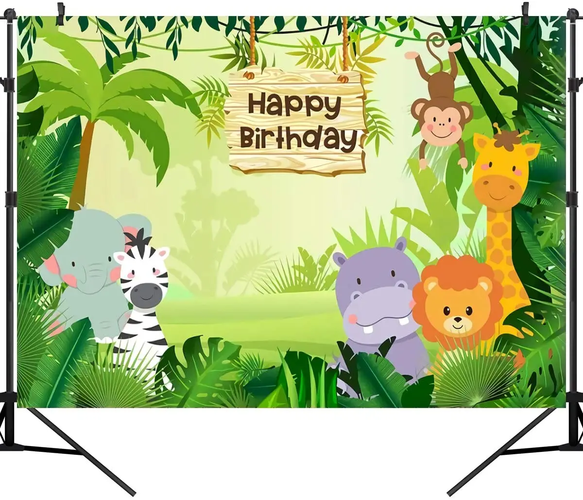 

Jungle Safari Photography Backdrop Cartoon Animals Forest Kids Birthday Party Photo Booth Backdrop for Event Banner Photo Studio