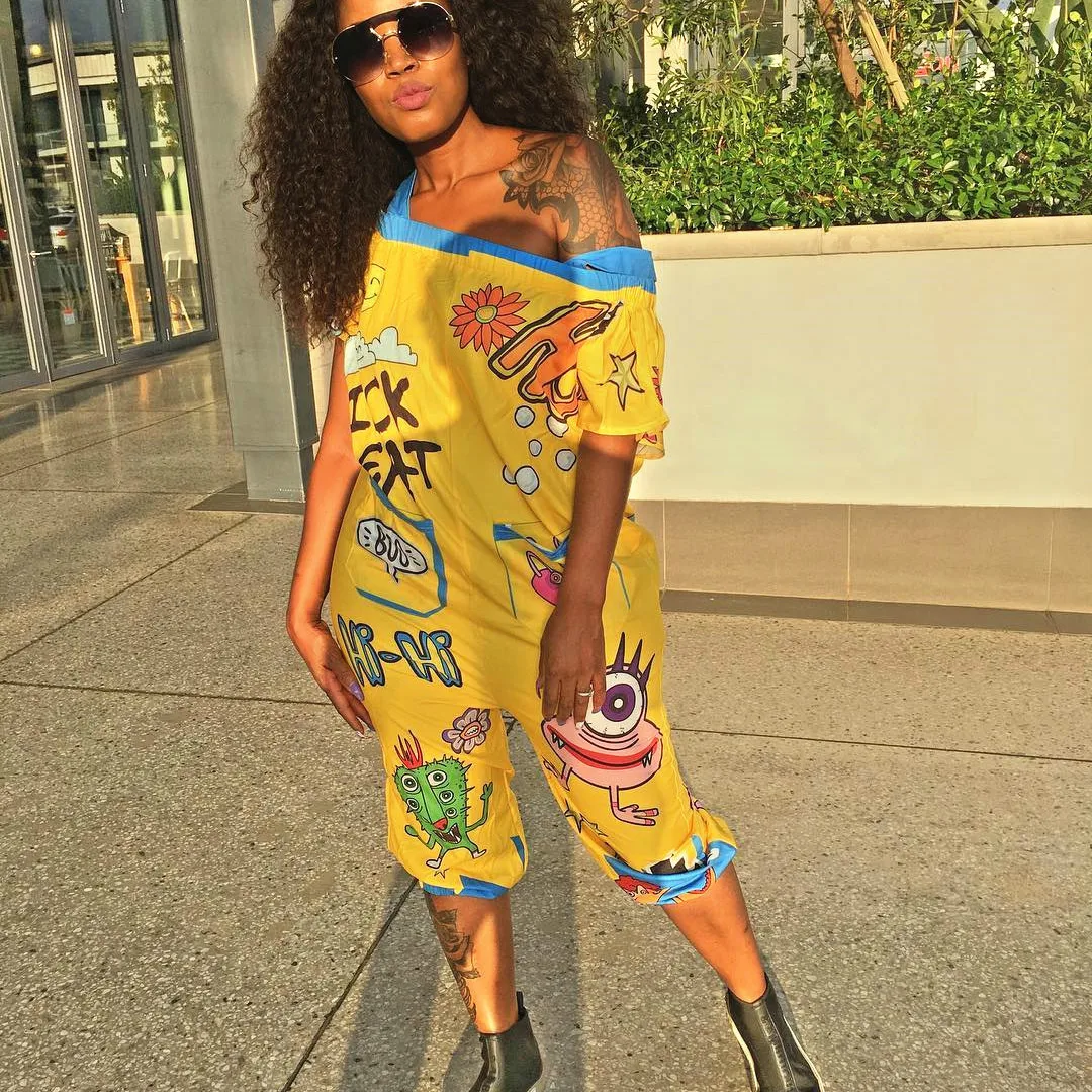 

Fashion Women's Alphabet Print Jumpsuit with Suspenders