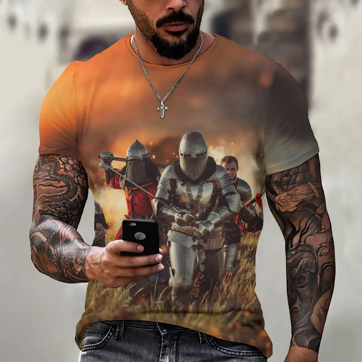 

Knights Templar 3D Printed Men's T-Shirt Fashion Casual Short Sleeve Streetwear Harajuku Loose Tee Tops Men Clothing Plus Size
