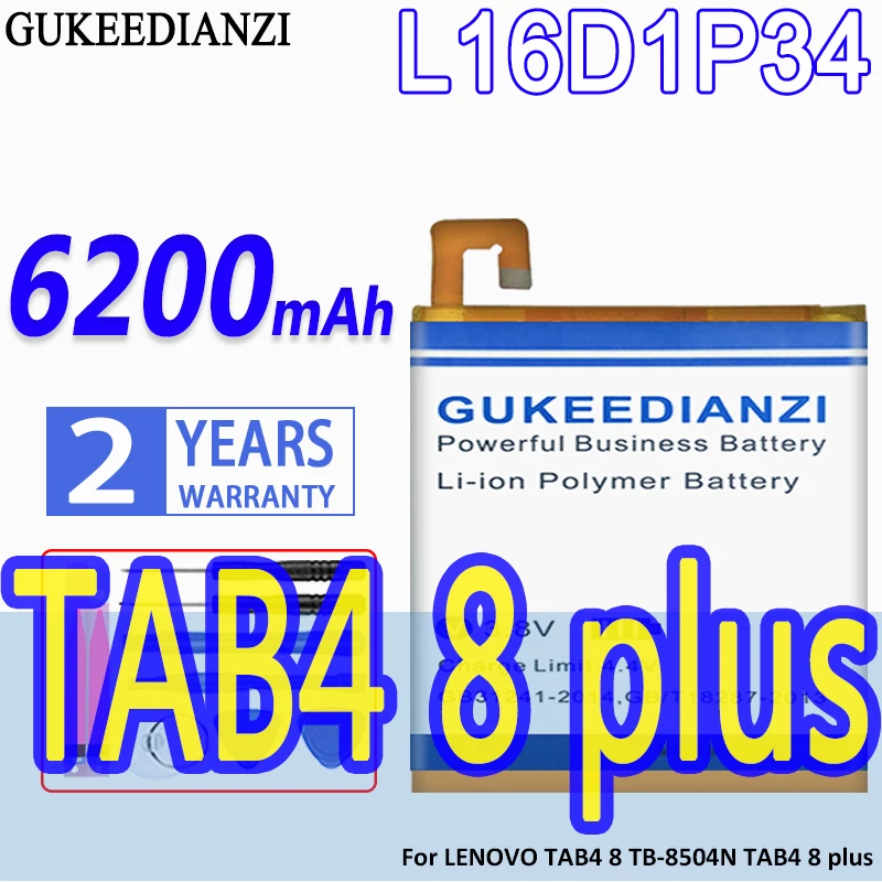 

High Capacity GUKEEDIANZI Battery L16D1P34 6200mAh For LENOVO TAB4 8 TB-8504N TAB4 8 plus TAB48 TAB48 plus TAB4 8plus
