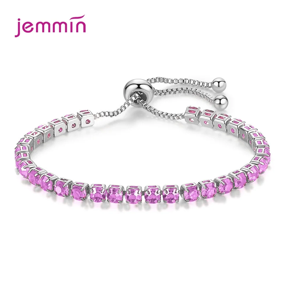 Ruby Zirconia Beading Bracelet Adjustable 925 Sterling Silver Charm Bangle Hand Chain For Women Girl Fashion Jewelry Accessories | Украшения