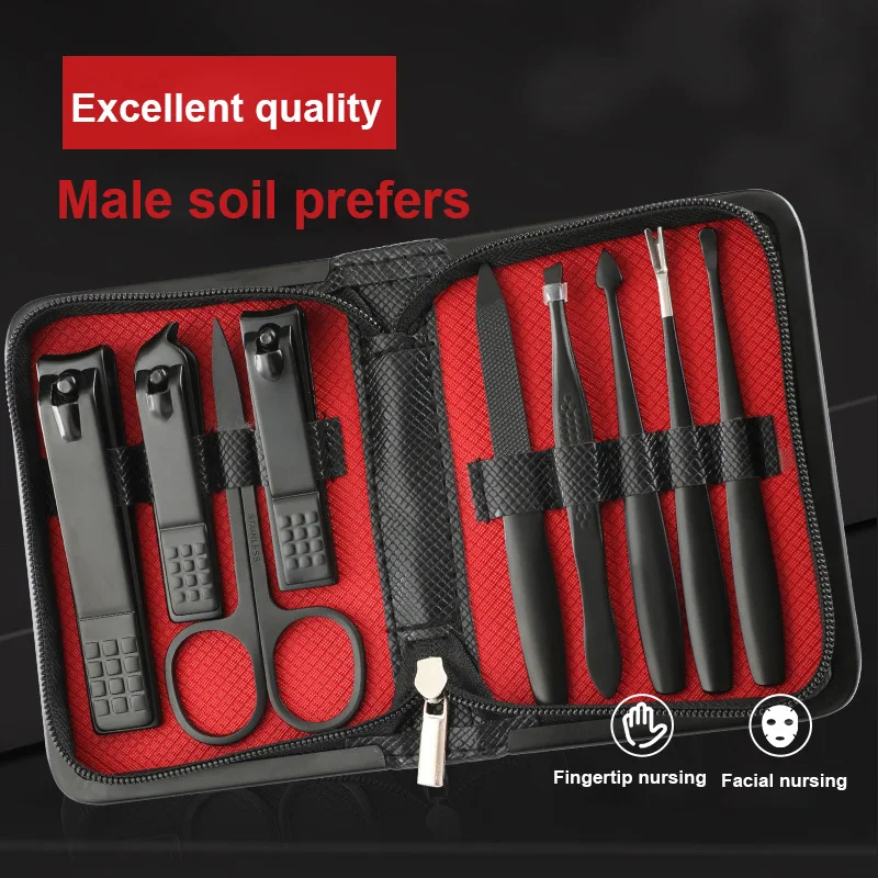 

2021 Popular 9-piece Suit Nail Beauty Set Nail Clippers Nail Ditch Dirt Removal Pen Dead Skin Pusher Nail Cleaner Nail Art Tools