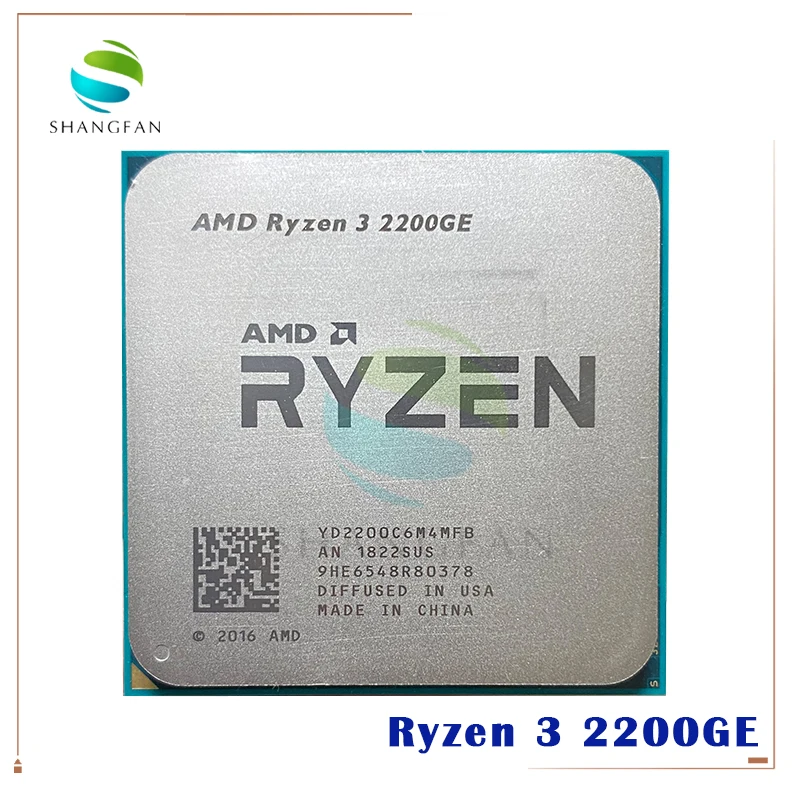 AMD Ryzen 3 2200GE R3 PRO 2 ГГц 14 нм четырехъядерный процессор 35 Вт YD2200C6M4MFB разъем AM4 как r3