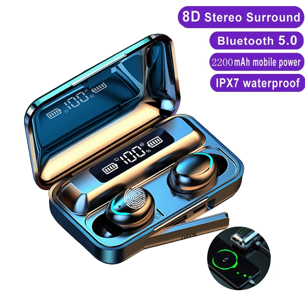 

Bluetooth-наушники с микрофоном, спортивные TWS-наушники, Bluetooth-наушники с сенсорным управлением, беспроводные наушники-вкладыши для всех смартфо...