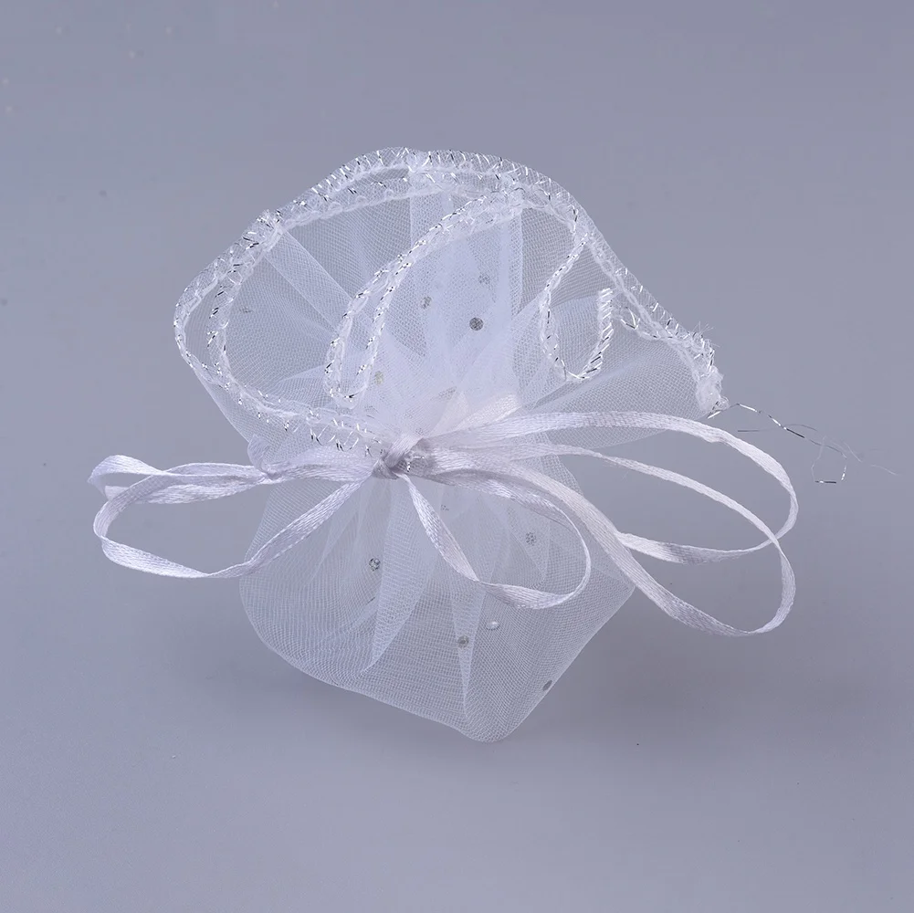

100PCS Organza Bags with Sequins Gift Bags White 26.2cm for christams fashion jewelry
