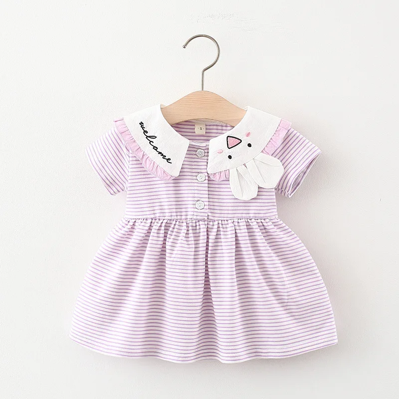 

Rabbit Pattern Summer Baby Dress Party Cute Stripe Print Infant Toddler Newborn New In Princess Clothes