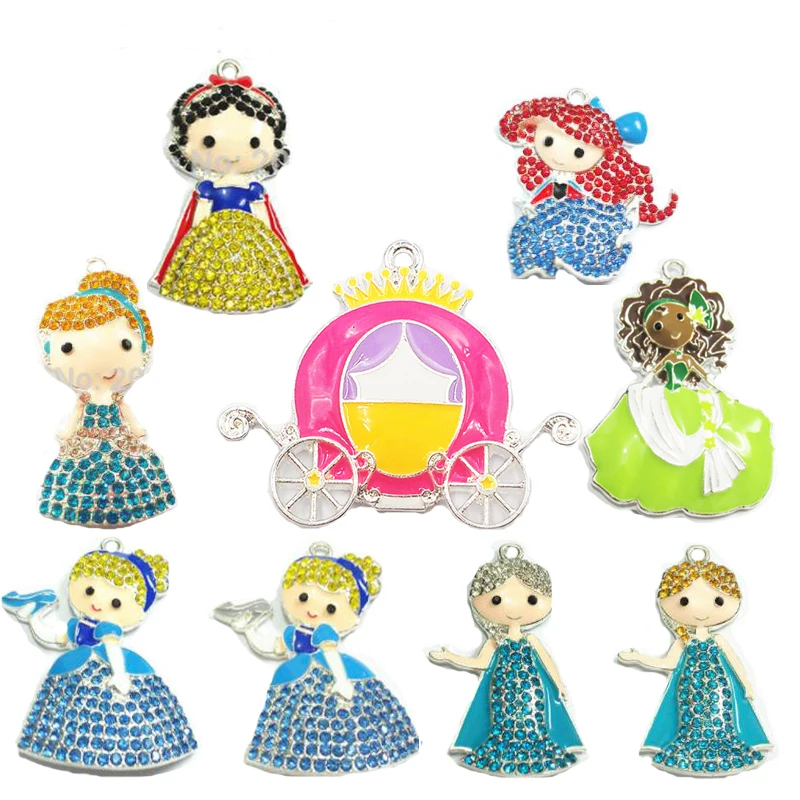 (Выберите Стиль в первую очередь) Каждый 10 шт./пакет эмаль и стразы Белоснежки