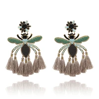 2020 women tassel drop earrings colourful bohemian insect shape statement kolczyki damskie party wedding trendy accessories