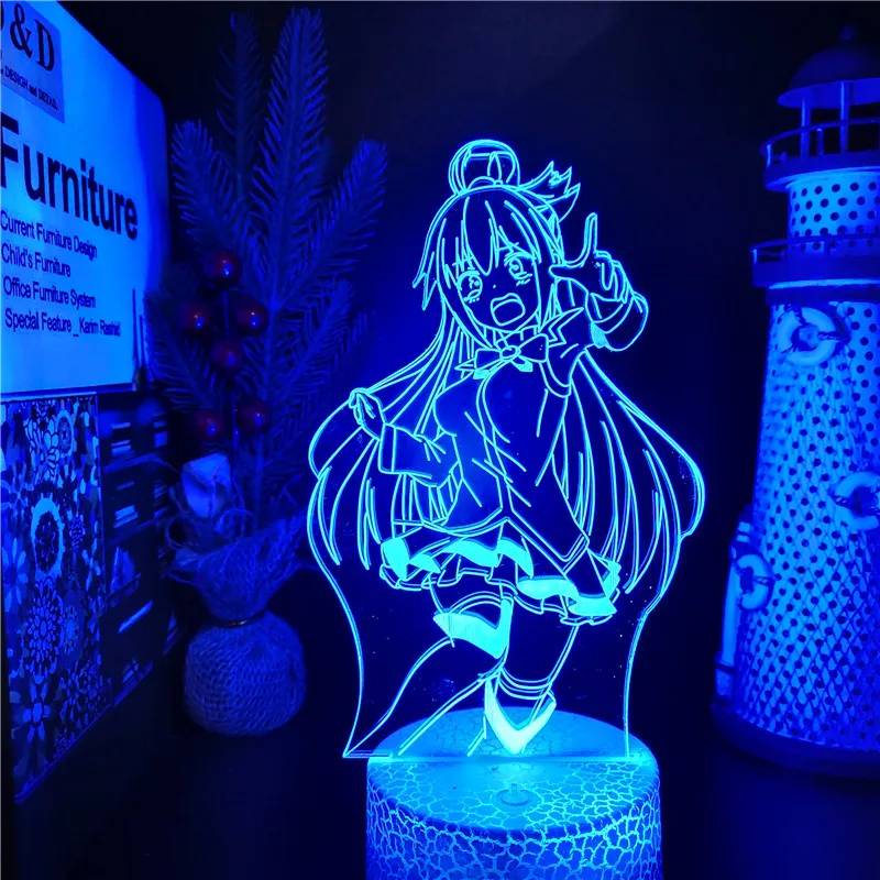 

Акриловая 3d лампа «благословения для лучшего мира» Kono Suba, аниме светодиодный ночсветильник, декор для комнаты, настольная лампа, домашний п...