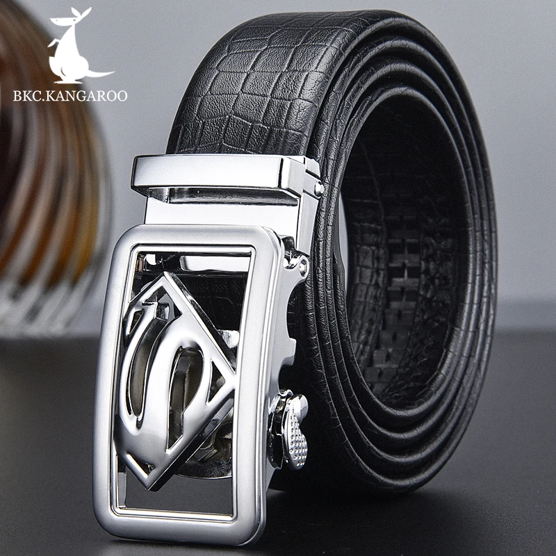 BKC. Мужские ремни кенгуру Роскошный дизайнерский брендовый мужской ремень из