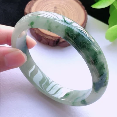 

Zheru Jewelry Natural Burmese Jadeite Light Blue Flower 54-64mm Bracelet Elegant Princess Jewelry For Mom For Girlfriend