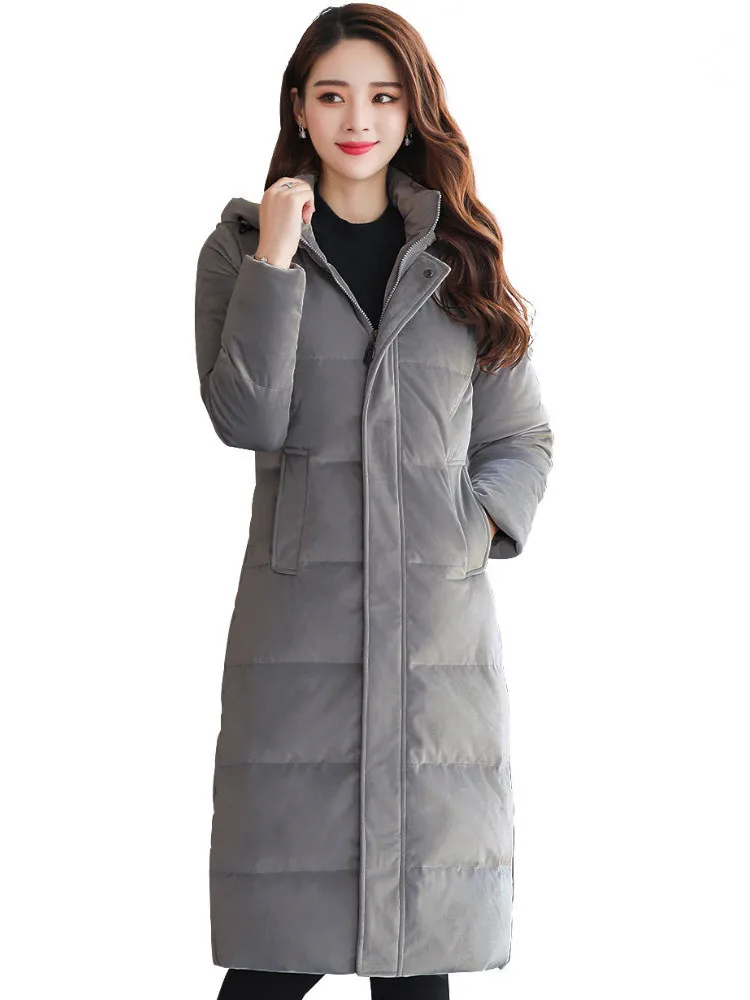 

winter 90% duck down, jacket, clothing, 2020 Gold, velvet, long coat, women's Korean Park Abrigo