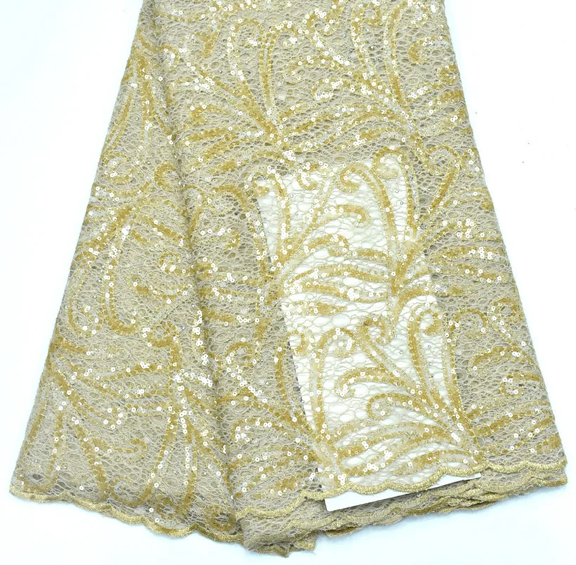 Nude lace Великолепная Африканское свадебное платье кружевная ткань последняя Тюлевая кружевная ткань с блестками нигерийские вечерние платья ткань асоби кружева - Цвет: Nude lace