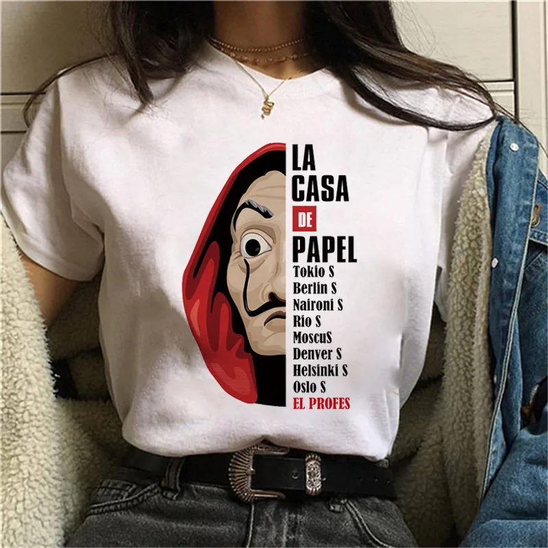 

Новые деньги, Harajuku футболки для женщин в интернет-магазине La Casa De Papel в стиле «хип-хоп» Детские футболки модные House of Paper футболка модные футбо...