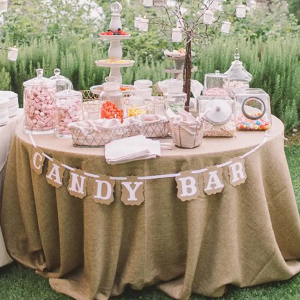 Крафт-бумага конфетный бар баннерная Гирлянда для винтажной свадьбы детский душ