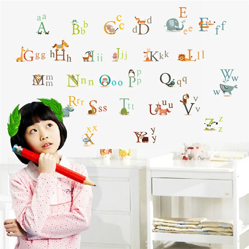 ZLinKJ 3d настенные наклейки с алфавитом для детской комнаты клейкие на стену в