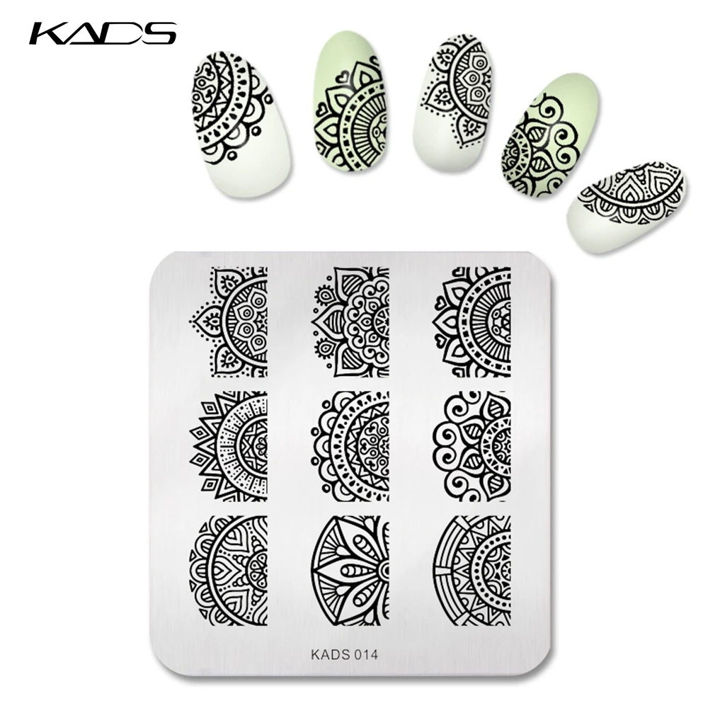KADS Новый 2017 Полный Красоты Кружева Цветов Nail Art Печати Штамповка Плиты PolishTemplate