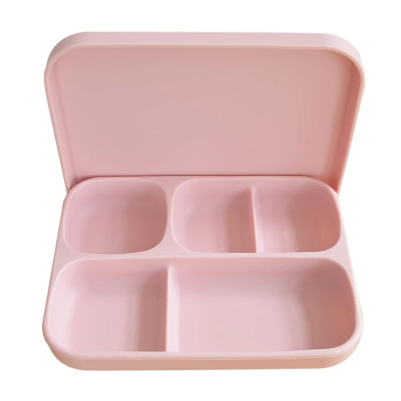 

Divided Square Suction Cup Bowl Baby Tableware Baby Silicone Dinner Plate Integrated Food Supplement Bowl