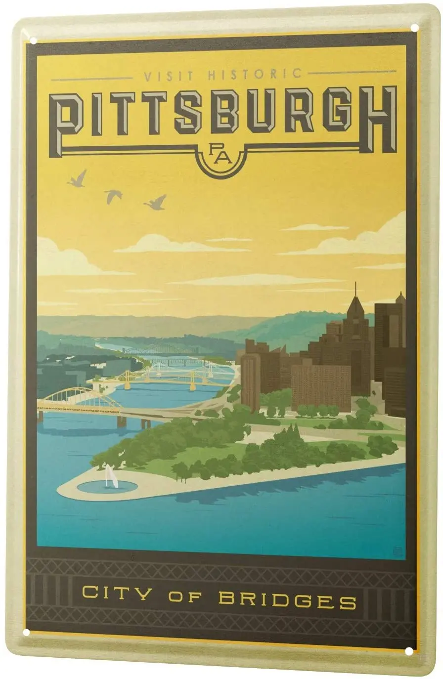 

SINCE 2004 Tin Sign Metal Plate Decorative Sign Home Decor Plaques 30 x 40 cm Retro Art Metropole Pittsburgh City of Bridges