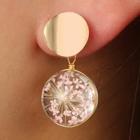 women jewelry transparent glass earrings pretty design sweet temperament pink flower drop earrings for women gifts drop shipping