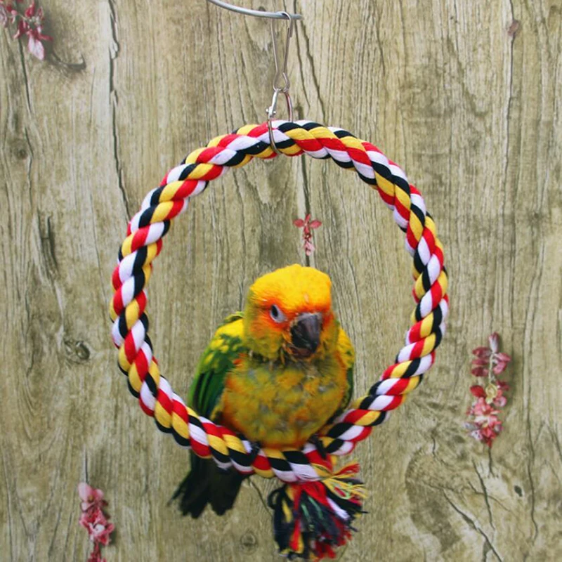 Bird Perch Toy Round Cotton Rope Chewing Bar Parrot Swing Climbing Standing Toys With Supplies|Игрушки для птиц| |