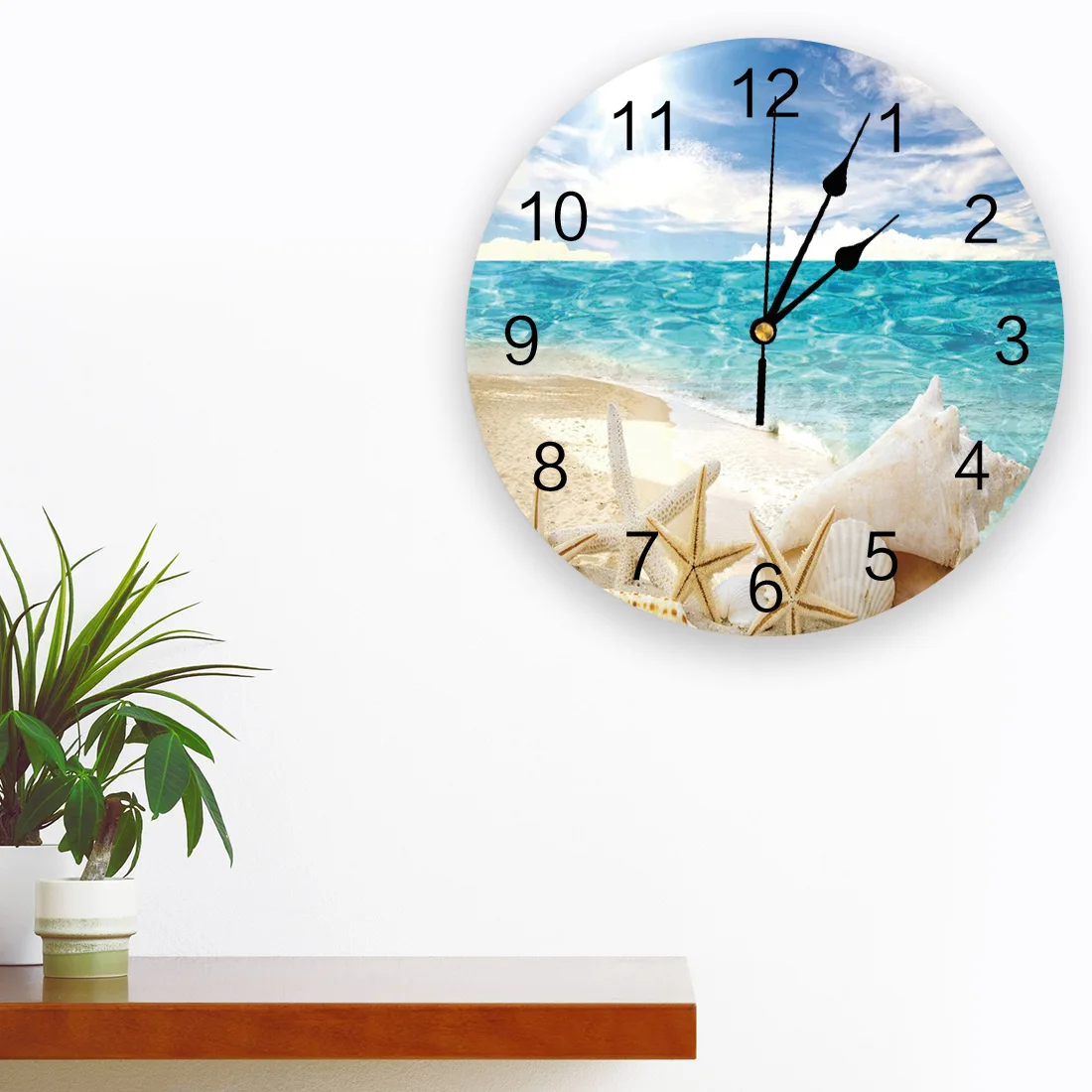 Солнечные пляжные Раковины Морская звезда ПВХ настенные часы современный дизайн