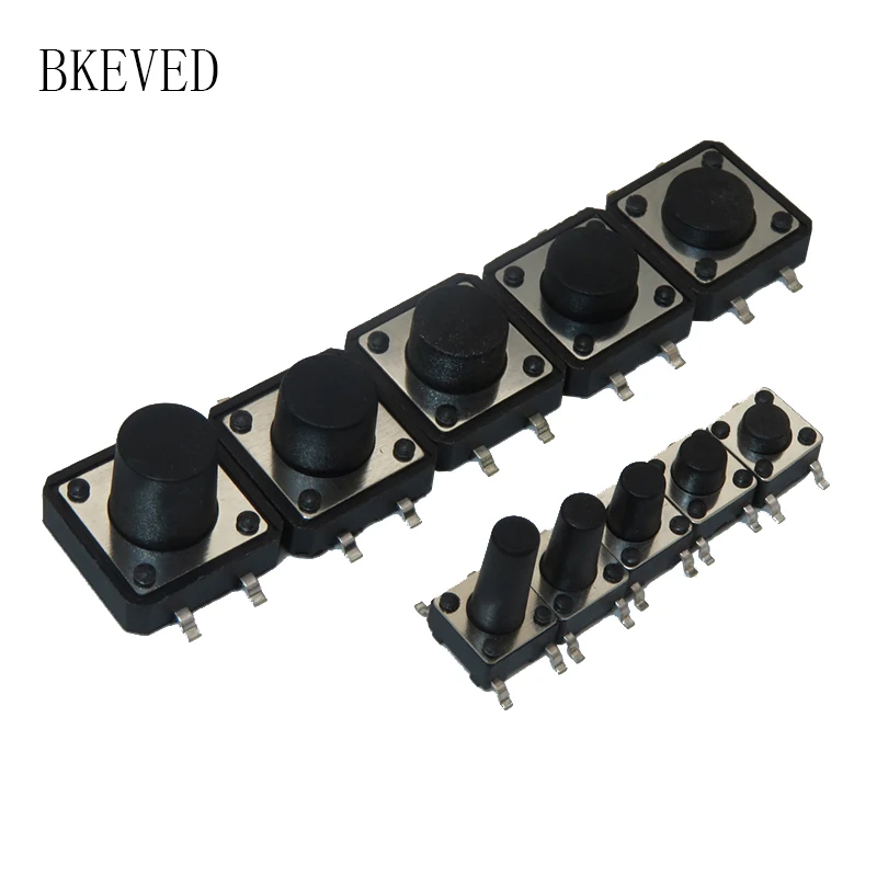 

20 шт., Тактильный кнопочный переключатель SMD 4pin, микро-переключатель 12*12*4,3/5/6/7/8/9/10/11/12 мм 12x12x4,3 мм 12x5 мм 12x12x6 мм