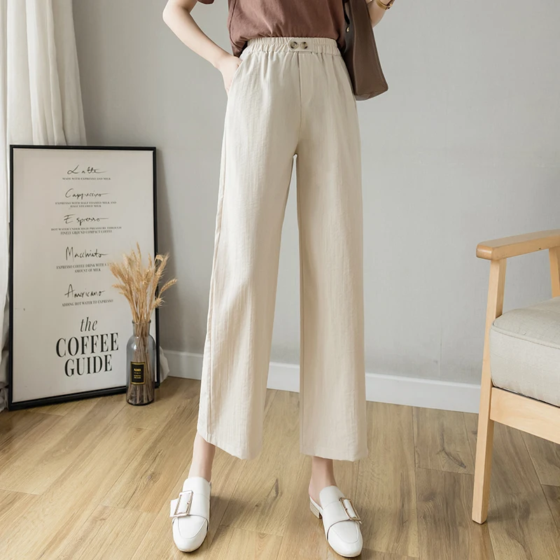 Повседневные платья из хлопка и льна широкие брюки пляжные для девочек в