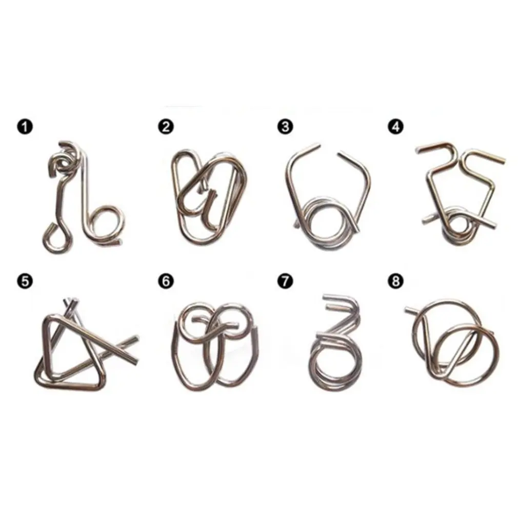 8 шт./компл. металлическая проволока головоломка IQ Mind игра для взрослых детей