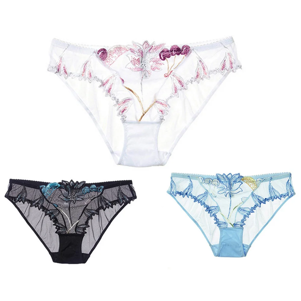 

Low-waist Briefs Sexy Panties Embroidery Underwear For Women Lace Breathable Underpant Hollow Out