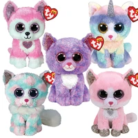 new ty beanie boos shiny pink big eyes hunk opal candy kawaii cat unicorn soft and beautiful plush toy birthday gift 15 cm