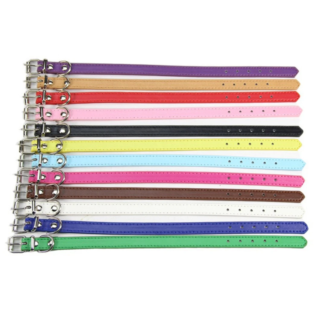 Цветной ошейник из искусственной кожи с металлической пряжкой мягкий для