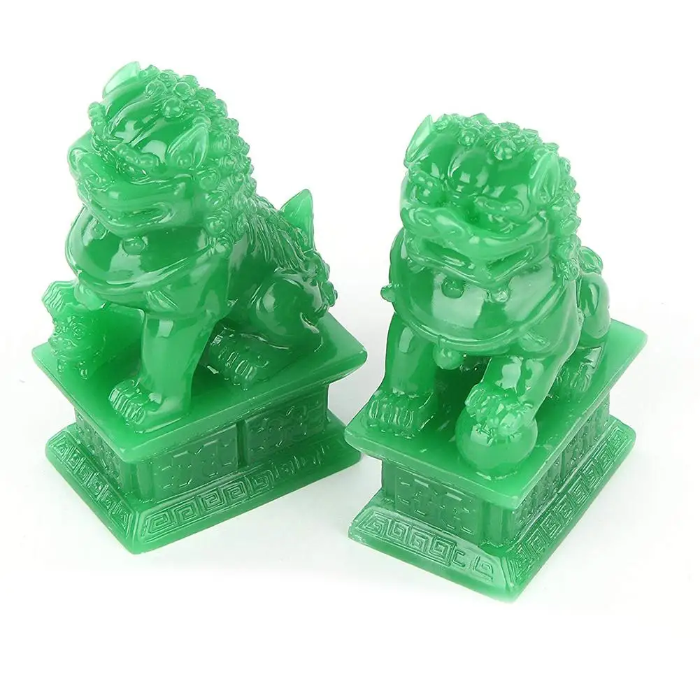 2 шт. Фу собак охранник Лев Статуи из искусственного камня Feng Shui орнамент