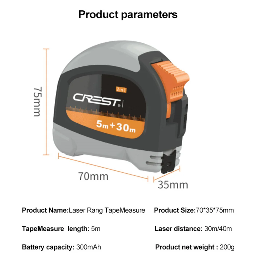 40 М Инфракрасная стальная рулетка интеллектуальный лазерный дальномер Tapeline