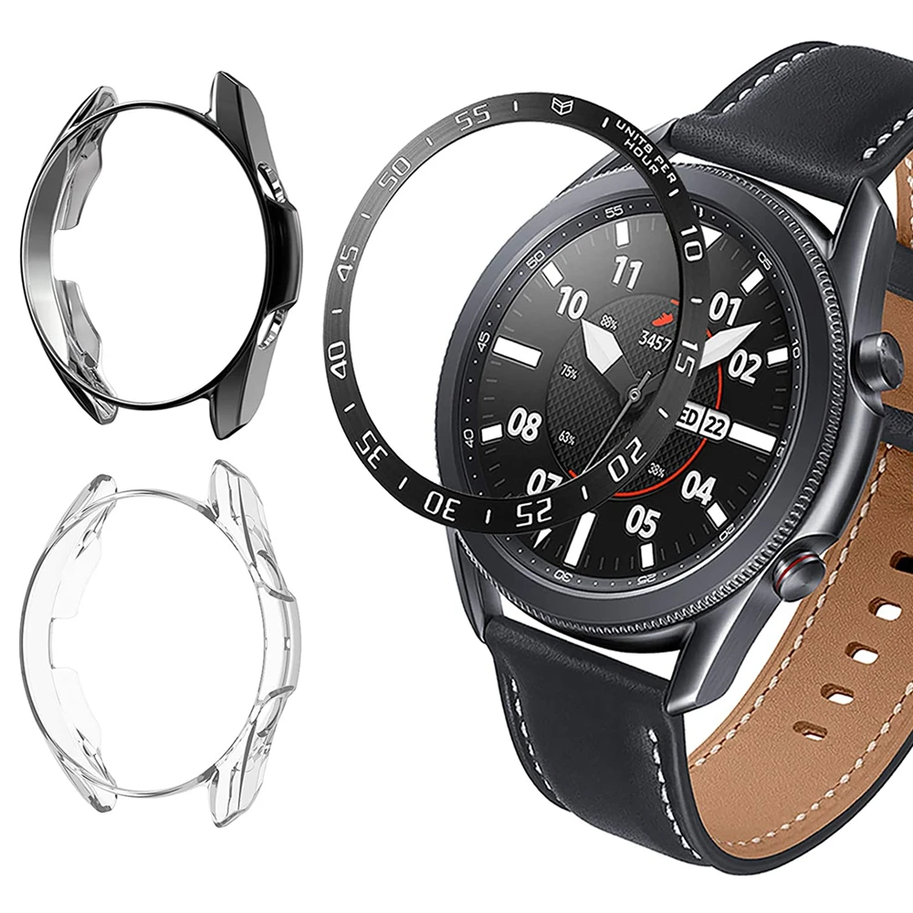 

3 шт. для galaxy watch 3 45 мм 41 мм чехол с кольцом из ТПУ Мягкий протектор бампер рамка Чехлы для samsung galaxy watch 3 Безель петля