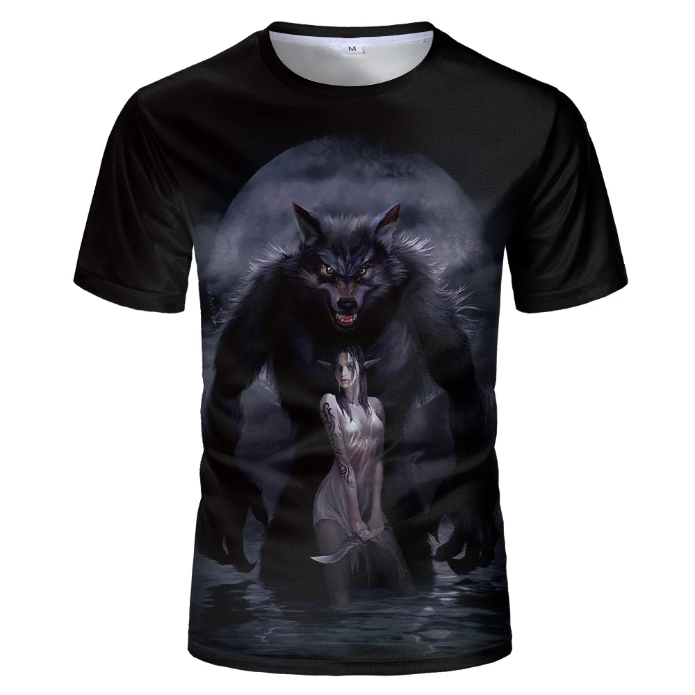 

Wolf Print Top Men's T-shirt 3d Animal Print Top Fashion O-neck Short Sleeve Top Oversize Harajuku Black Alternative T-shirt