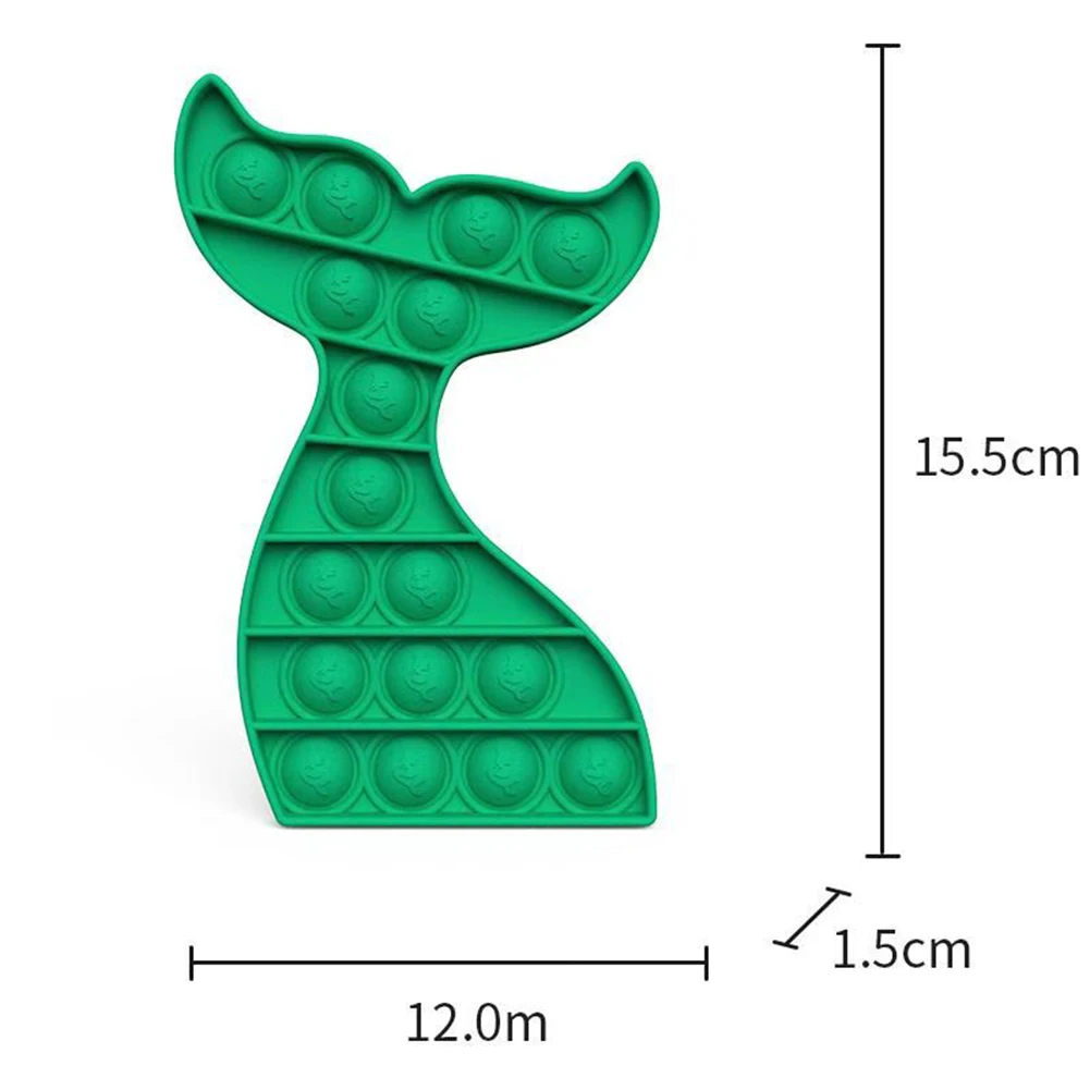 

Push Bubble Toy Sensory Toy Silicone Mermaid Tail Type Push Bubble Toy Desktop Puzzle Decompression Toy Pinch Music