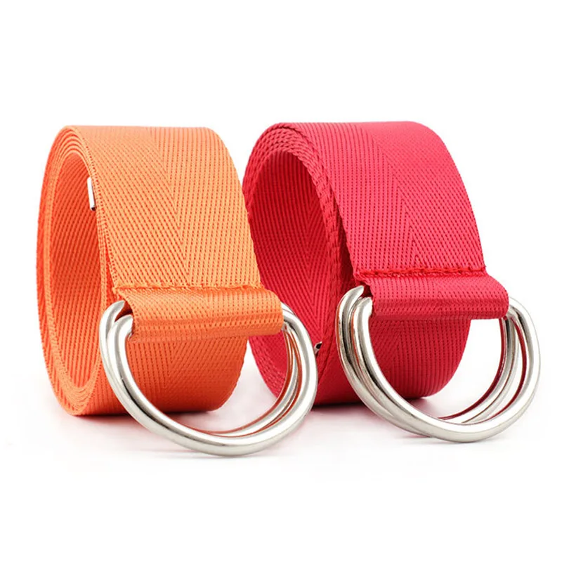 

Женские и мужские холщовые ремни, женские ремни в стиле панк, d-образная Пряжка, длинный пояс, ремень, платье, брюки, черный, белый цвет, студен...