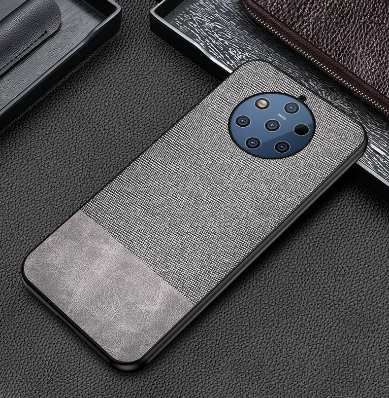 Серый Чехол для Nokia 9 PureView Роскошная ткань из искусственной кожи жесткая задняя крышка для Nokia9 PureView для Nokia 9 комбинированный тканевый чехол для телефона(N329 - Цвет: Серый