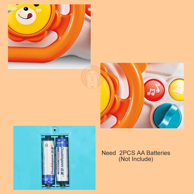 eletric simulation steering wheel toy with light sound baby kids musical educational copilot stroller steering wheel vocal toys free global shipping