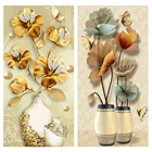 Huacan алмазная вышивка цветы картины из страз мозаика ваза декоративные наклейки на стену подарок ручной работы