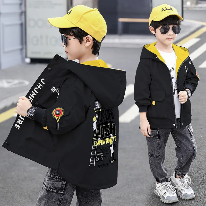 Модная детская верхняя одежда пальто для мальчиков осенняя спортивная куртка с