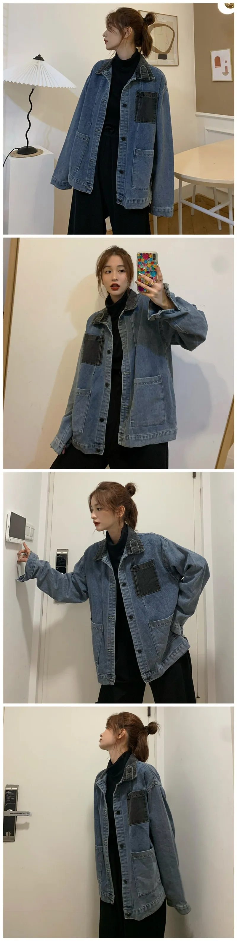 

Hong Kong Style Ins Denim Jacket 2021 New Women's Spring Korean Style Loose Casual Student Retro Jacket Top