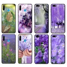 Черный чехол из ТПУ для Huawei Honor 20 Lite, 10, 10i, 20S, 30S, 30, чехол для Honor 7A 5,45, 7s, 7C 5,7, чехол с растениями, сиреневым, фиолетовым цветком