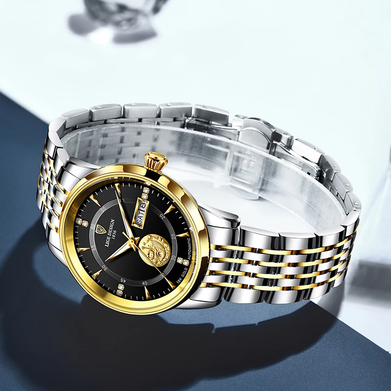 LIGE New Creative Goldfish Women Watch Top Brand Luxury Mechanical Watch For Women Fashion 50M Waterproof Automatic Watch Ladies enlarge