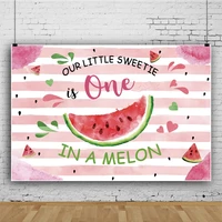laeacco little sweeite is one birthday patry stripes photography backdrop portrait customized banner watermelon photo background